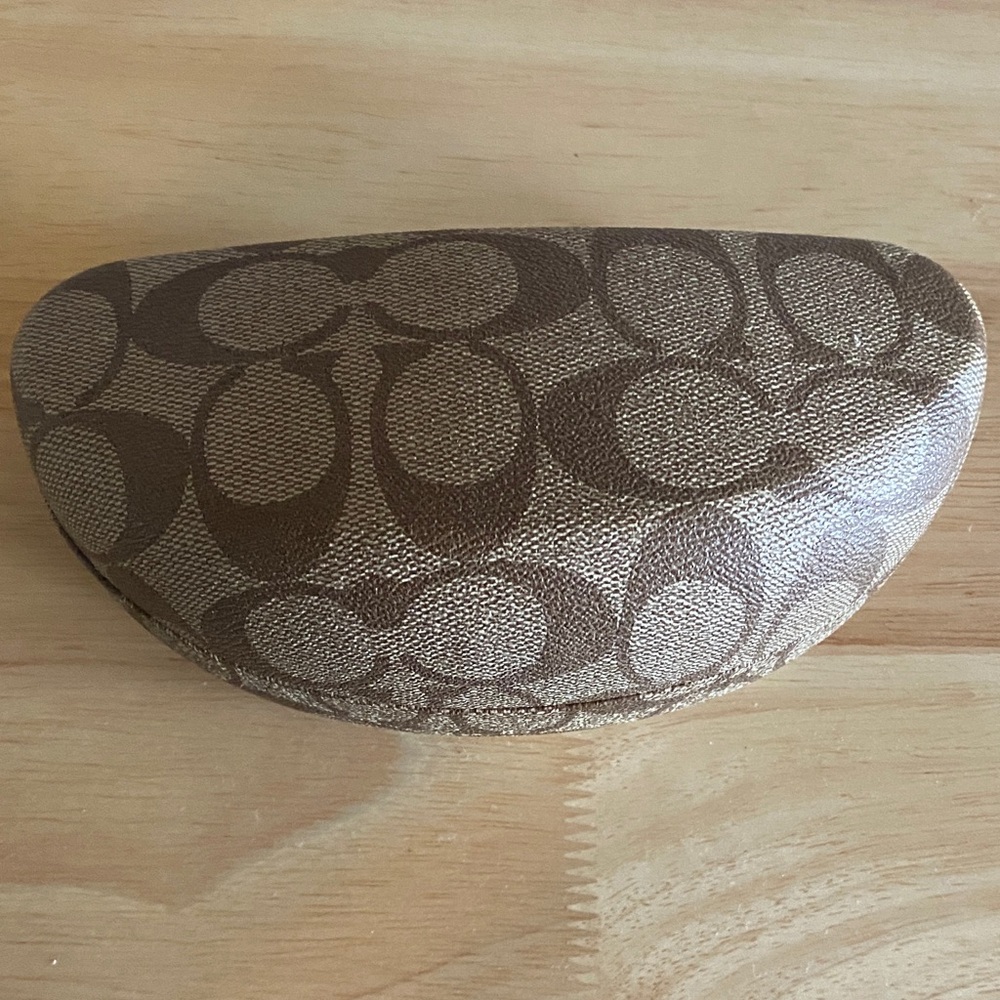 Coach Tan and Brown Signature Eyeglass Case